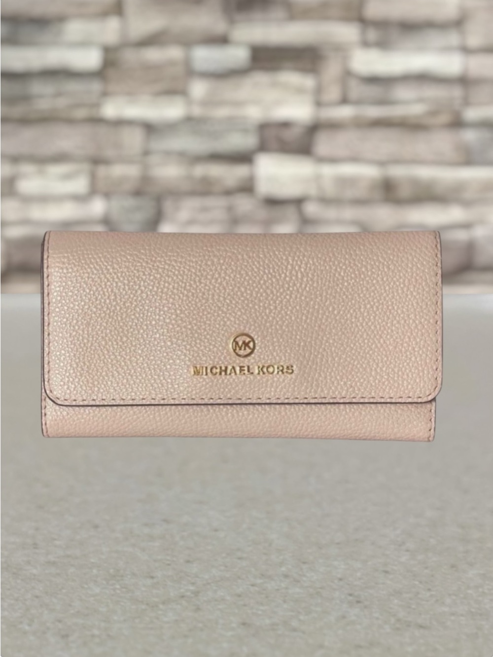Michael Kors Jet Set Charm Large Trifold Wallet Soft Pink Pebble Leather